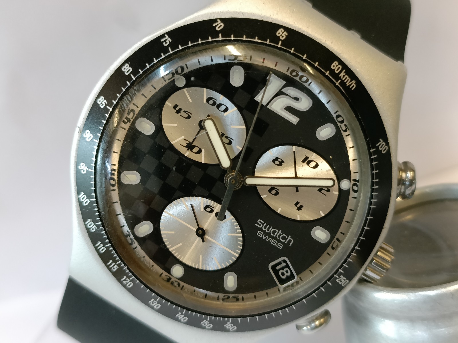 SWATCH IRONY CHRONO QUARTZ ALUMINIUM CASE AG-1999 SWISS MEN’S WORKING CONDITION
