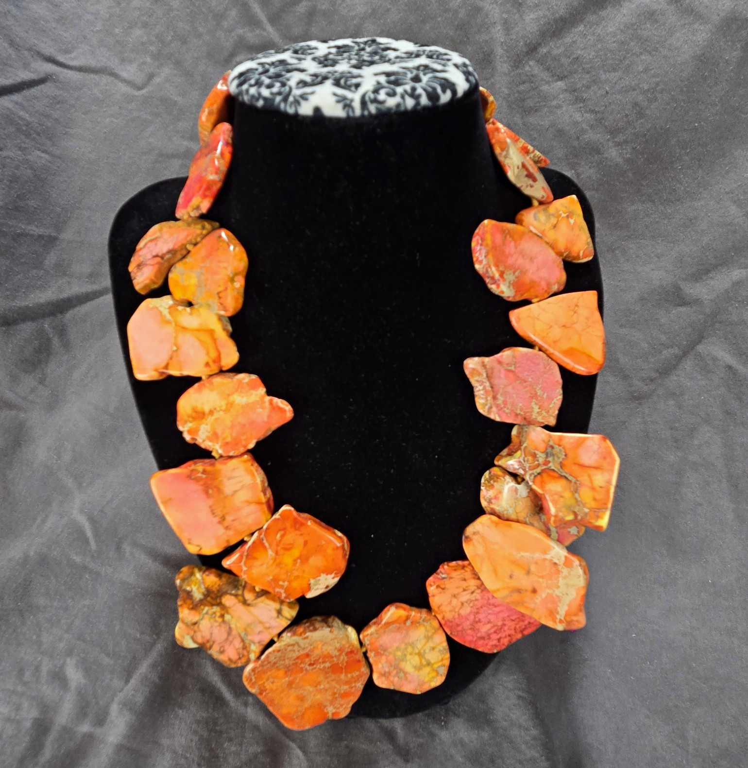 Vintage Orange Jasper Slab Lucas Lameth 925 Statement Necklace