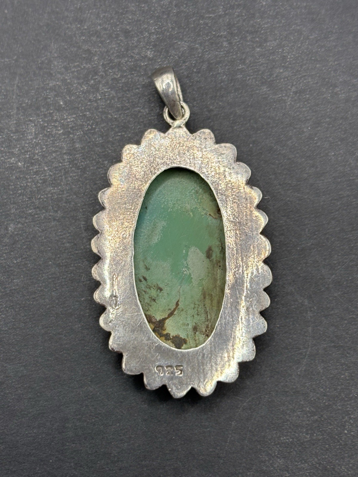 Vintage Sterling Silver 45×36 Turquoise Pendant 925 10 Grams G27