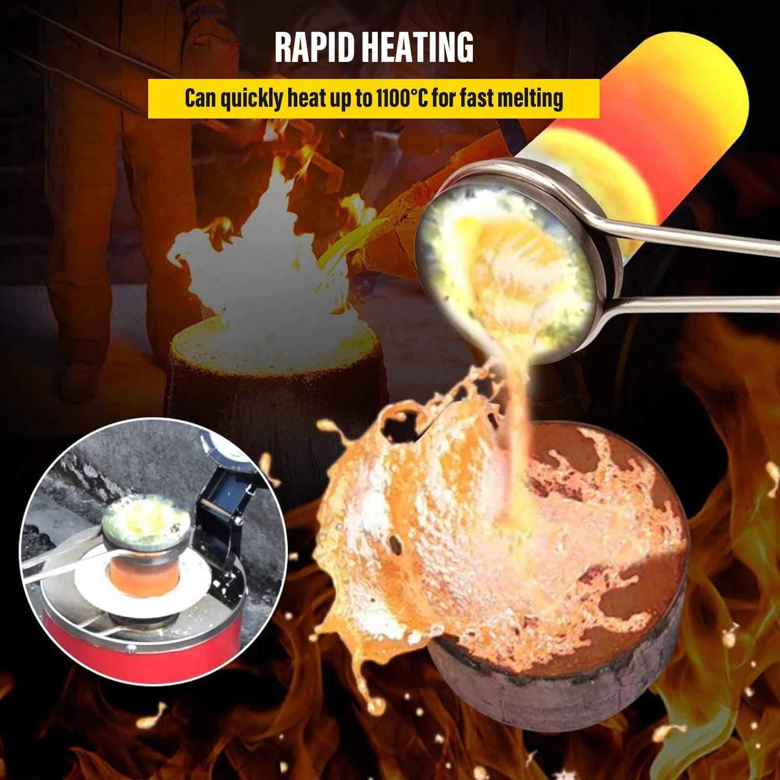 Upgraded Electric Metal Melting Furnace Kit w/ 3KG Crucible+Casting Ingot Mold–