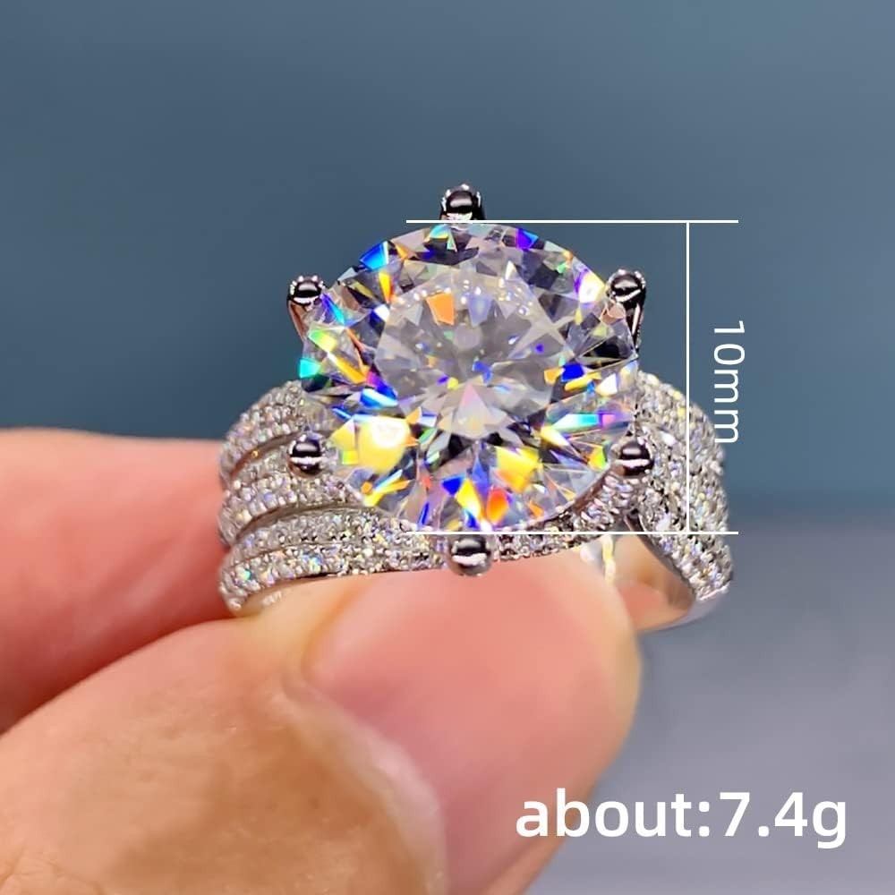 5CT VVS1 Sterling Silver Moissanite Engagement Ring Wedding Band For Women
