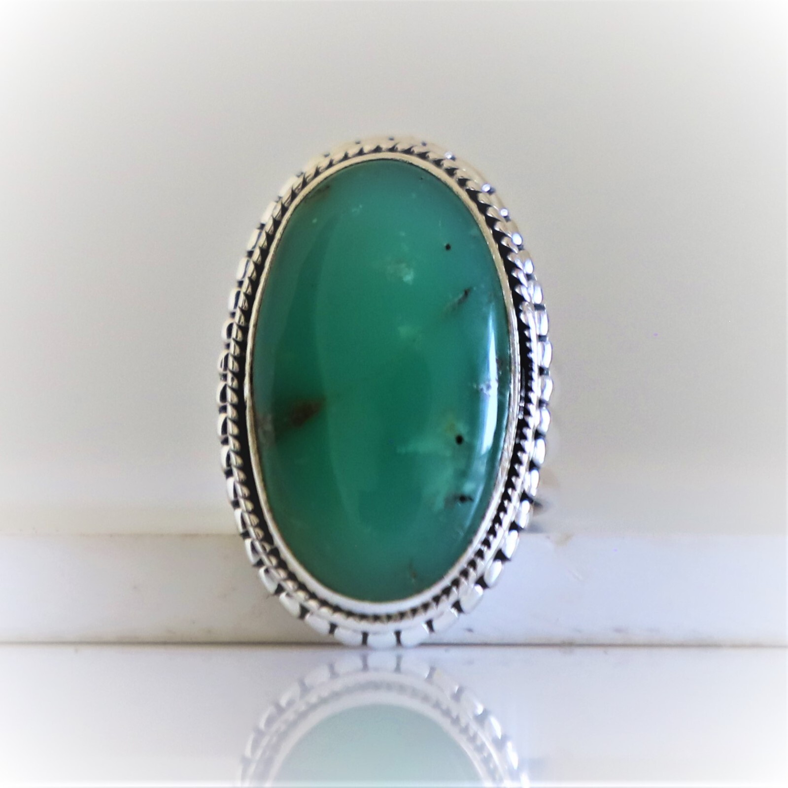CHRYSOPRASE NATURAL GEMSTONE 925 STERLING SILVER HANDMADE JEWELRY RING 3 TO 12