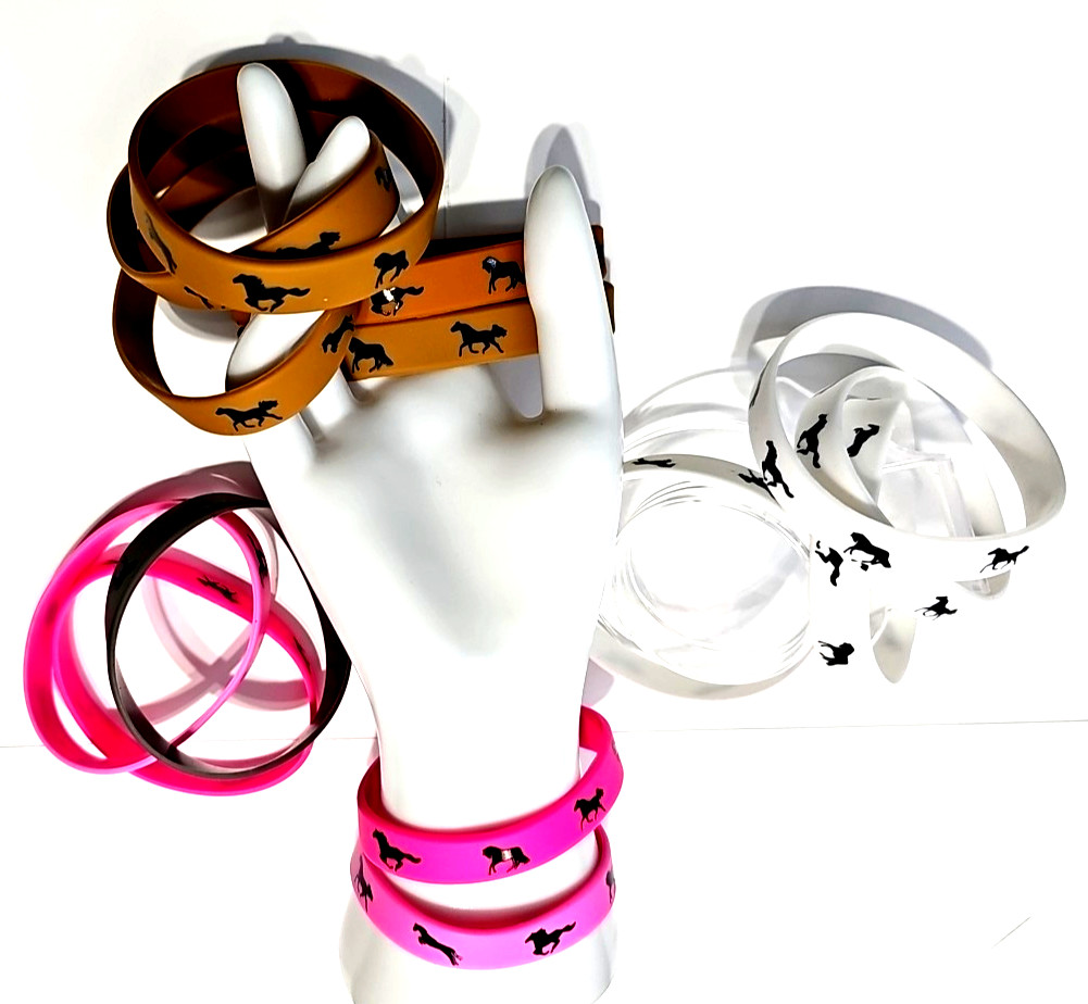 Silicone Rubber Bracelet Wristband Unisex ALL Ages ~ HORSES in 6 Colors