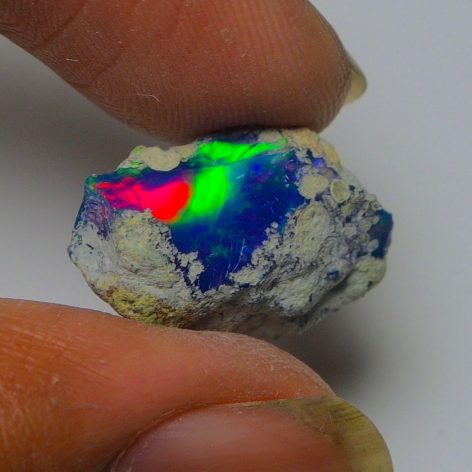 Blue Ethiopian Opal Rough 6.45 cts Smoked Black Opal Raw, Fire Opal
