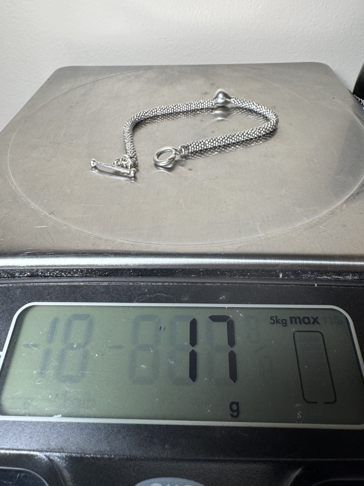 Michael Dawkins Sterling Silver Pebble Chain Teardrop Toggle Bracelet 925 7″