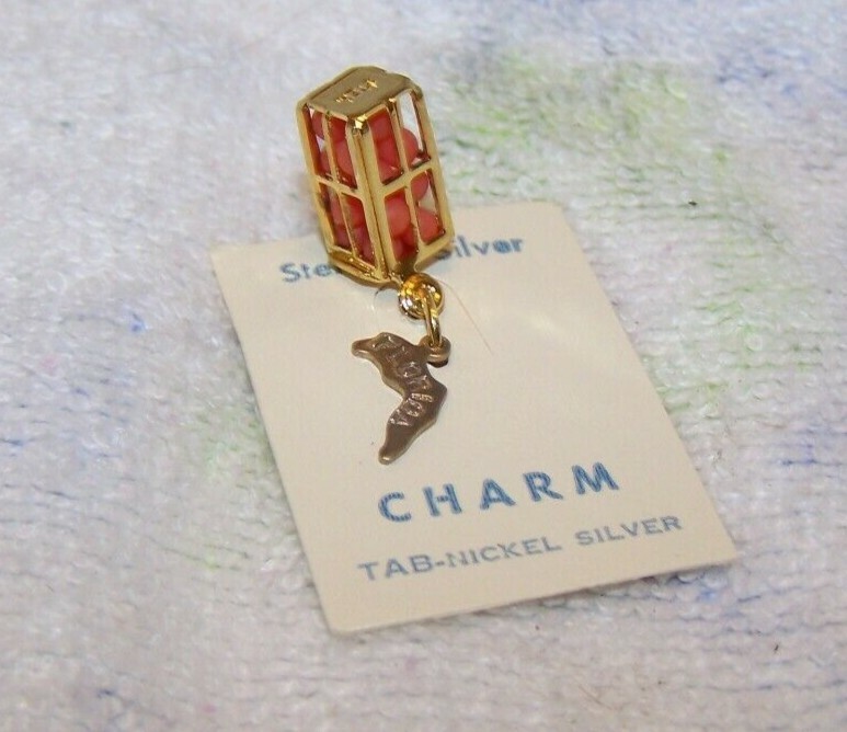 Sterling Silver Charm Vintage Florida Oranges Crate Nickle Tab
