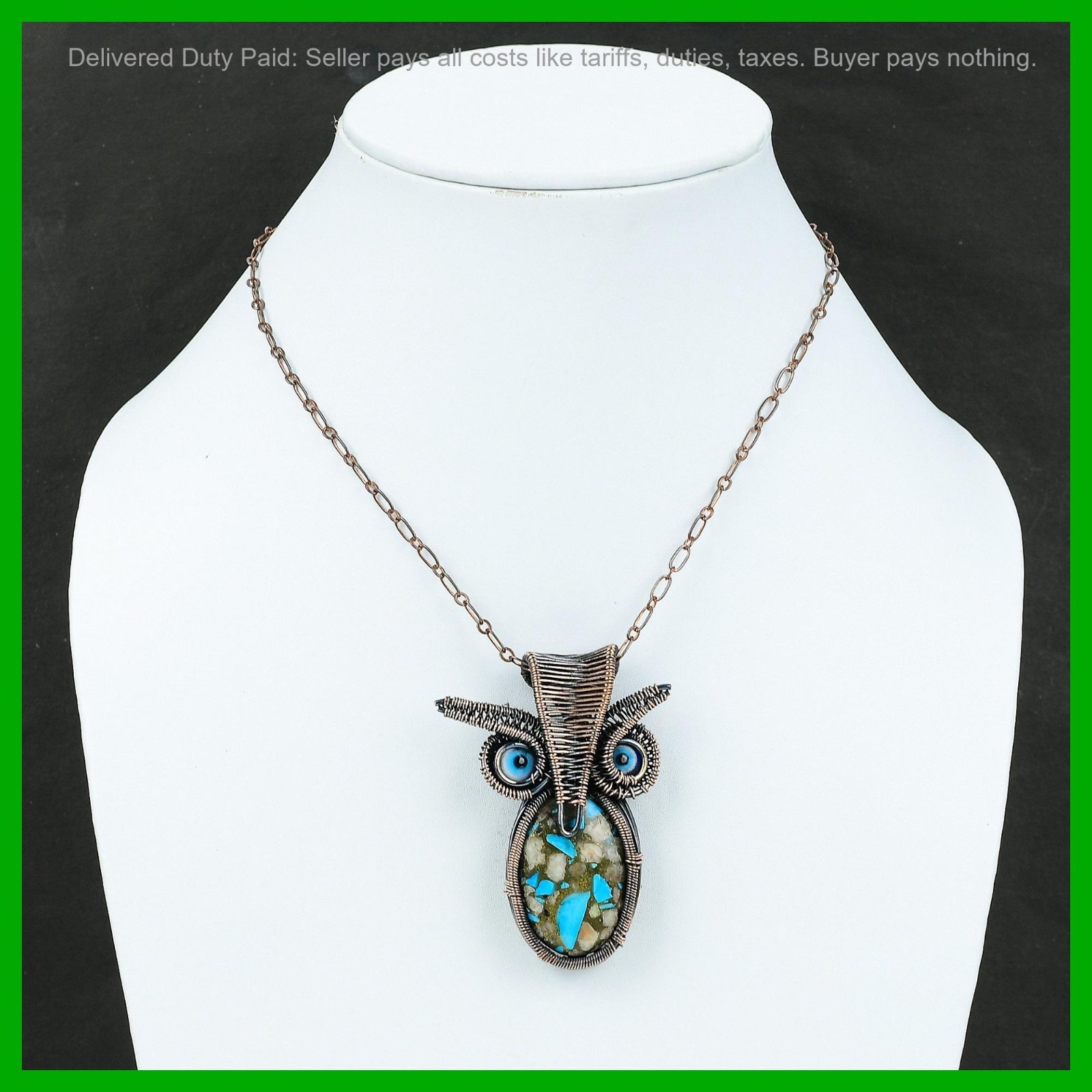 Copper Pink Opal Copper Turquoise Stone Blue Color Evil Eye Daughter New Pendant
