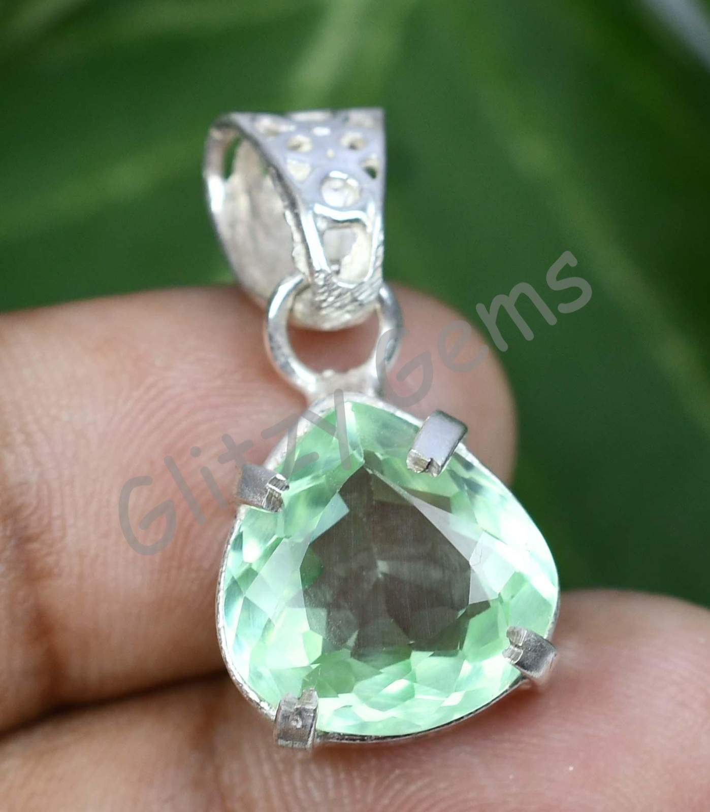 20.00 Ct Natural Green Sapphire Pear 925 Sterling Silver Pendant Certified