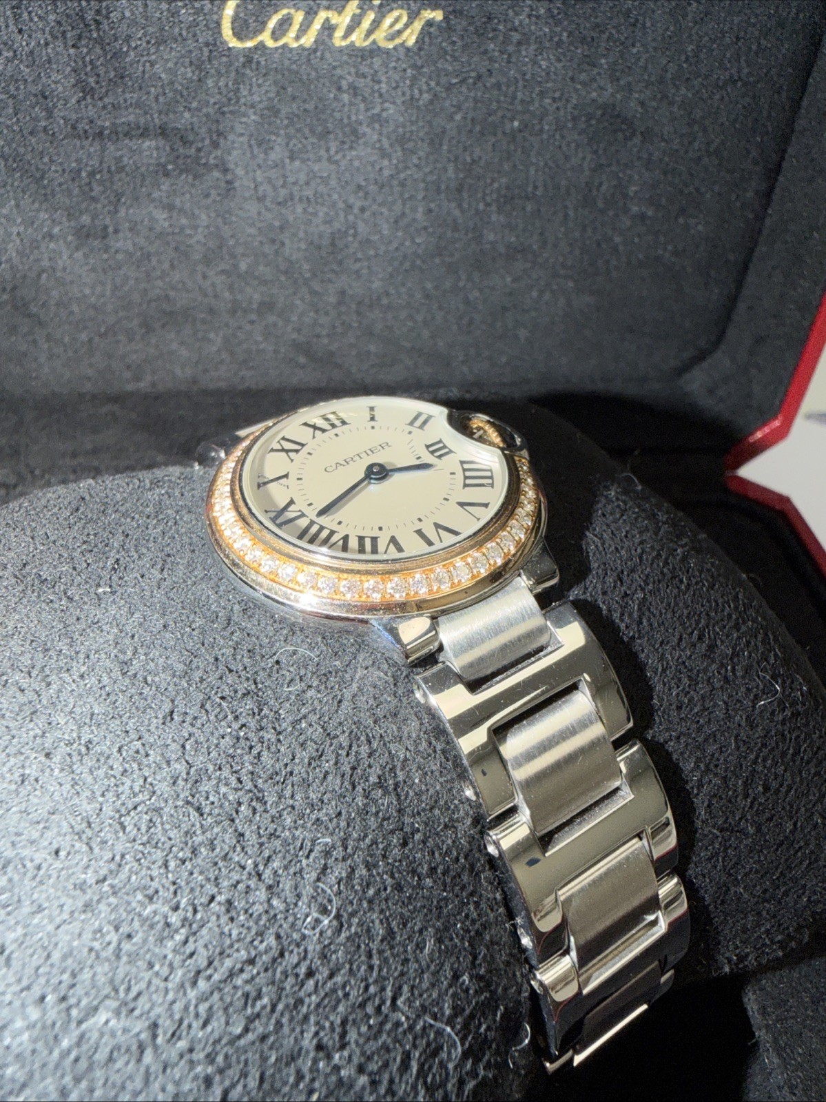 Cartier Ballon Bleu Steel/Rose Gold Diamond Ladies 28mm Watch WE902079