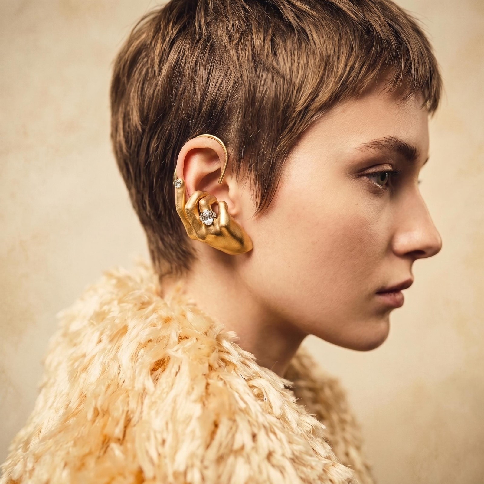 Sculptural Hand Ear Cuff Earring Avant-Garde Schiaparelli Inspired Single Piece