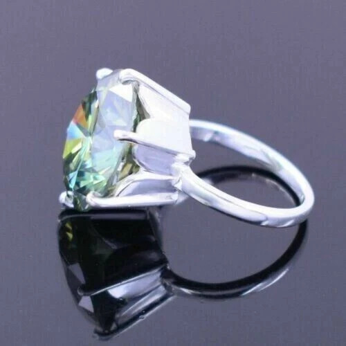 Certified Round Cut Blue Diamond Solitaire Ring in 925 Silver 6.20 Ct, Treated
