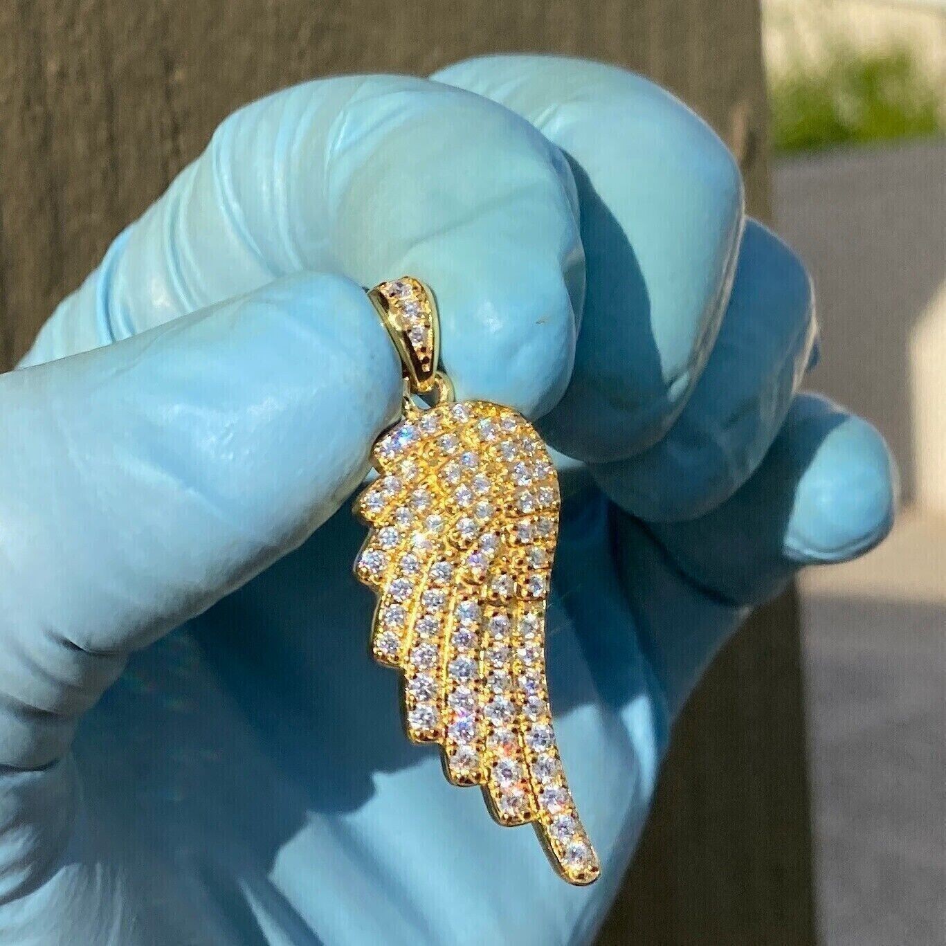 Round Cut Simulated Diamond Stunning Wing Fancy Pendant 14K Yellow Gold Plated