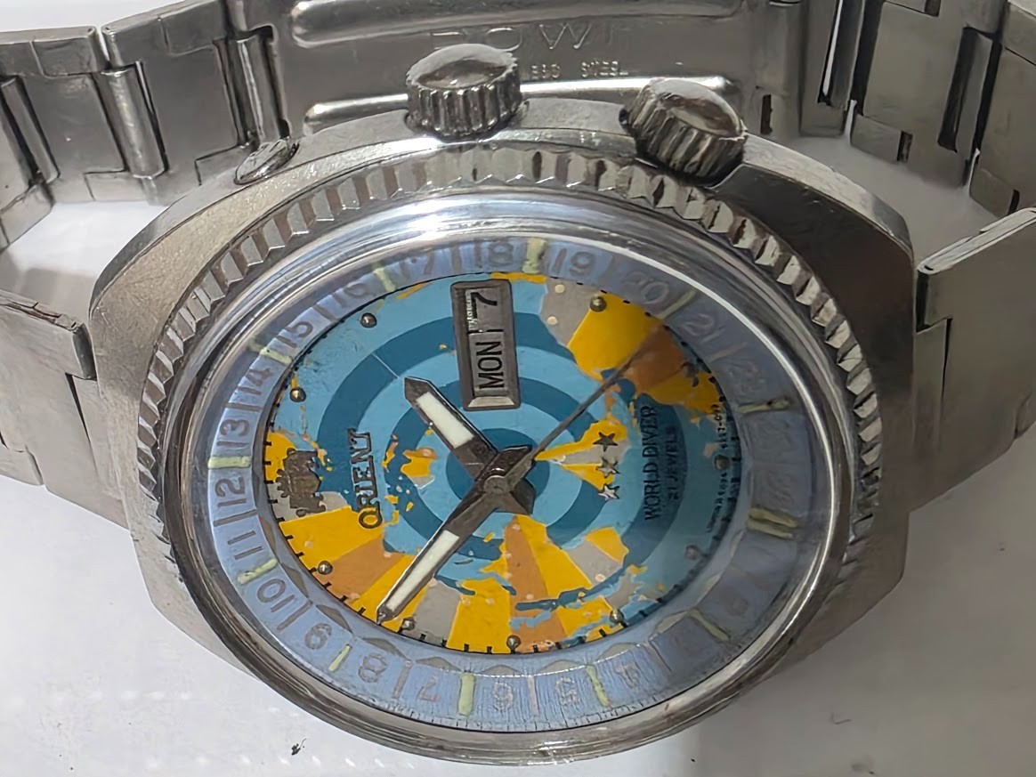 Orient Automatico World Map Diver VINTAGE Antigo 1970 Japan Raro