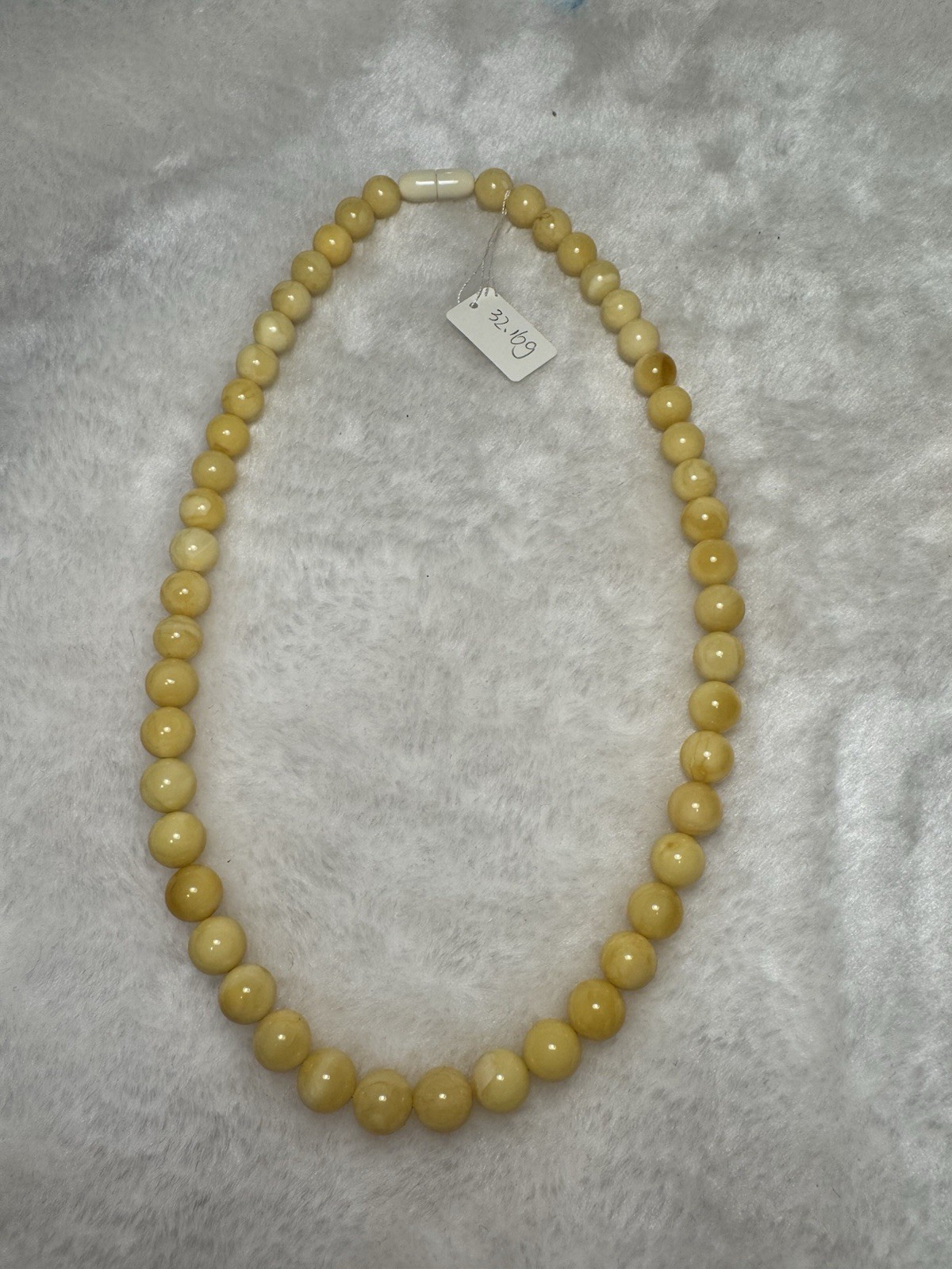 Genuine Baltic Amber Necklace-Polished Round Bead 10.1-10.9mm 53cm 32.16g