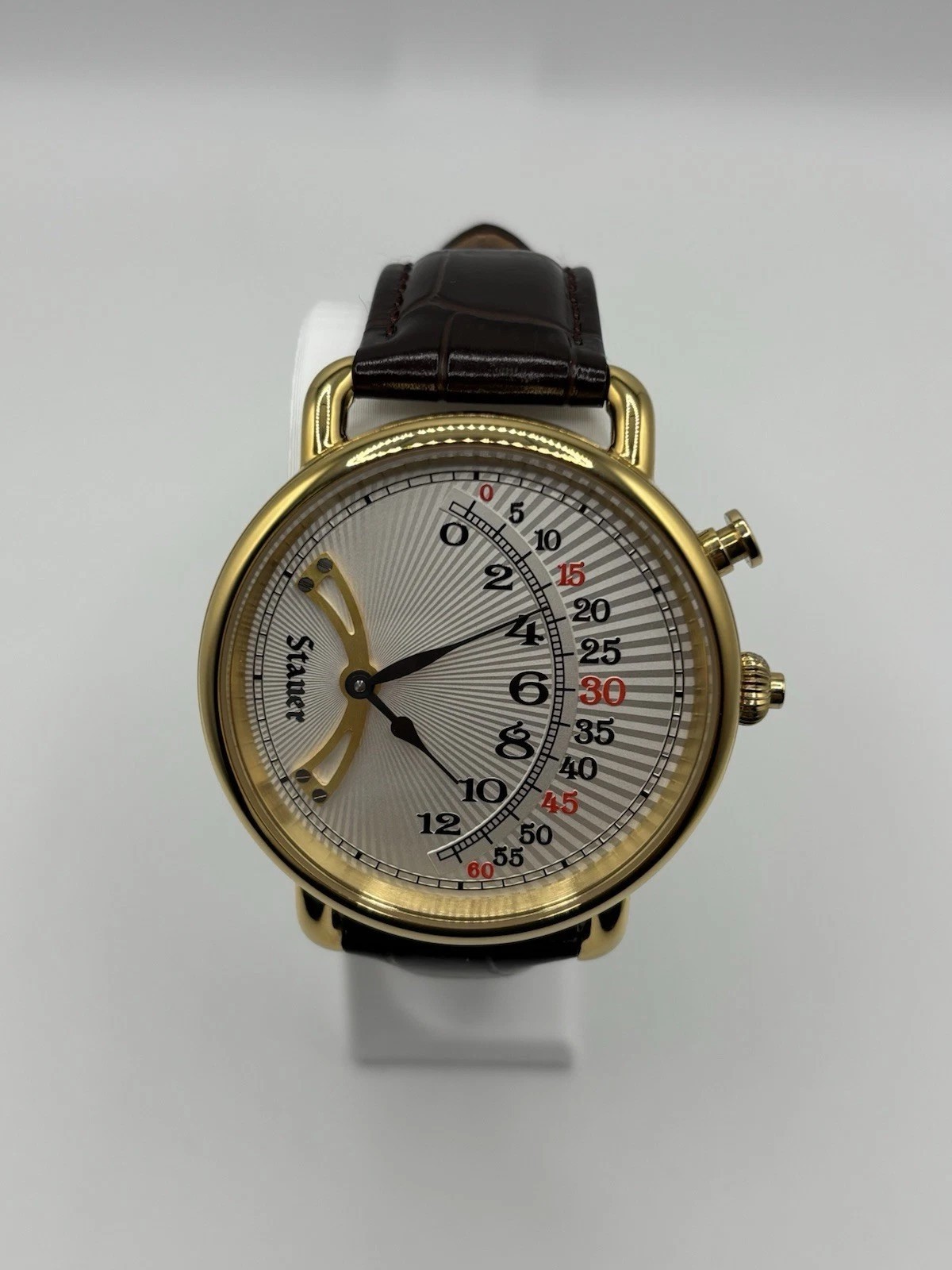 Stauer 1920’s Retrograde Men’s Watch Brown Leather Strap – NEW In Box