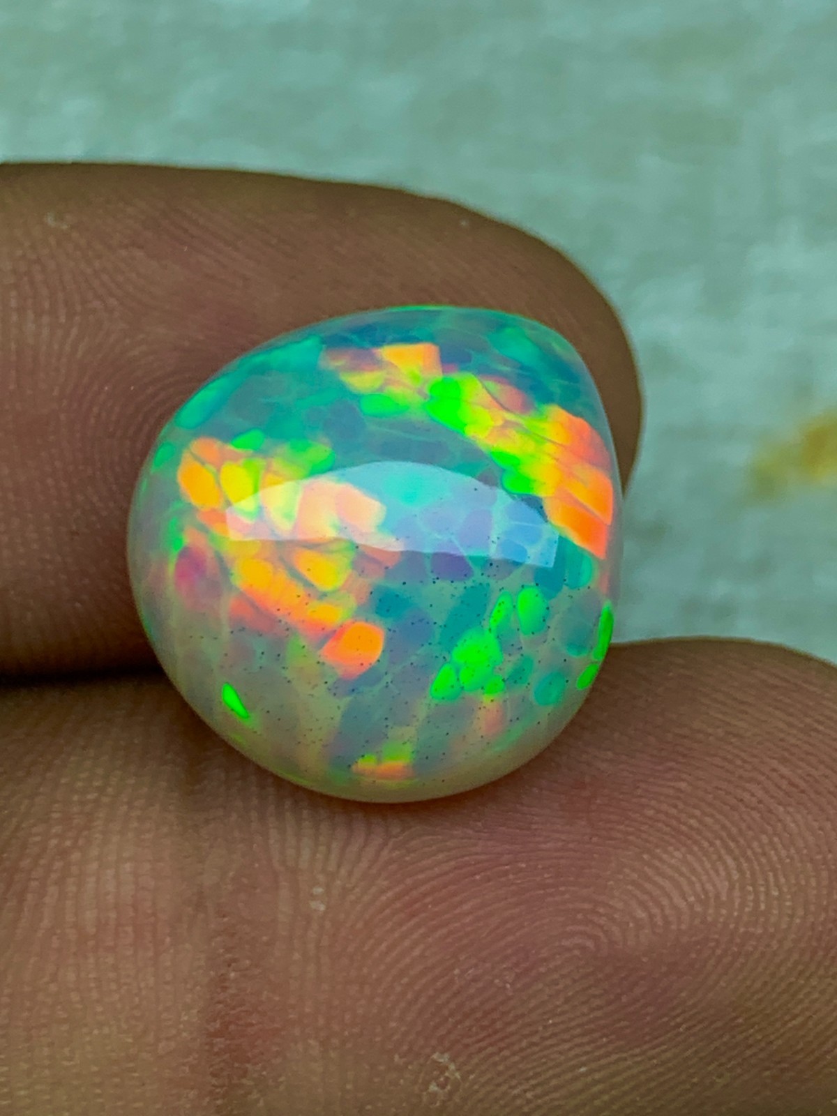 Natural Ethiopian Welo Opal 10.80crt Honeycomb Pattern Cabochon Loose Gemstone