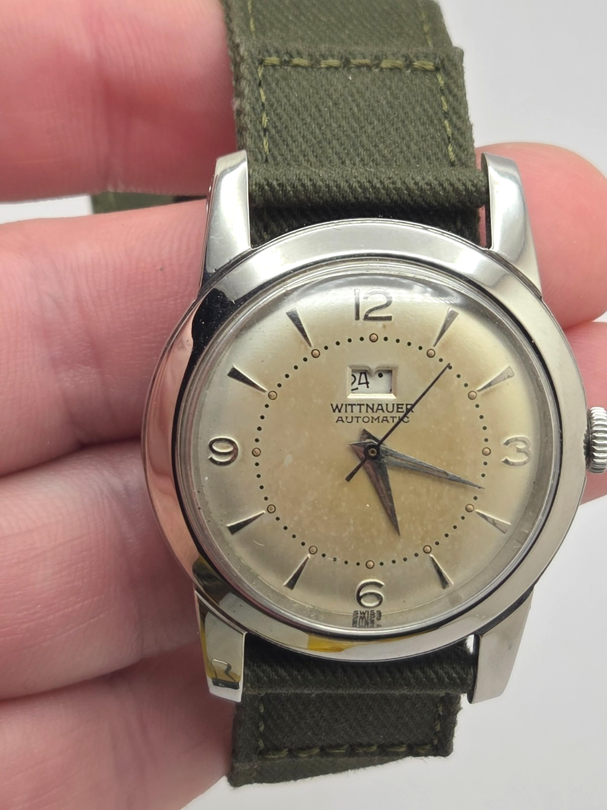 Vintage Men’s Wittnauer Stainless Steel Power Reserve indicator watch works