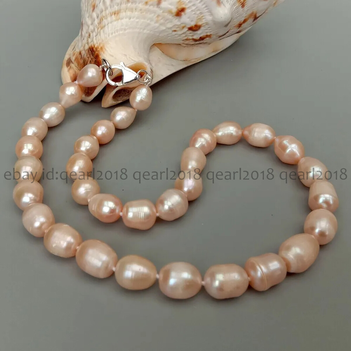 Natural White Black Gray Pink Purple Rice Cultured Pearl Necklace Silver Clasp