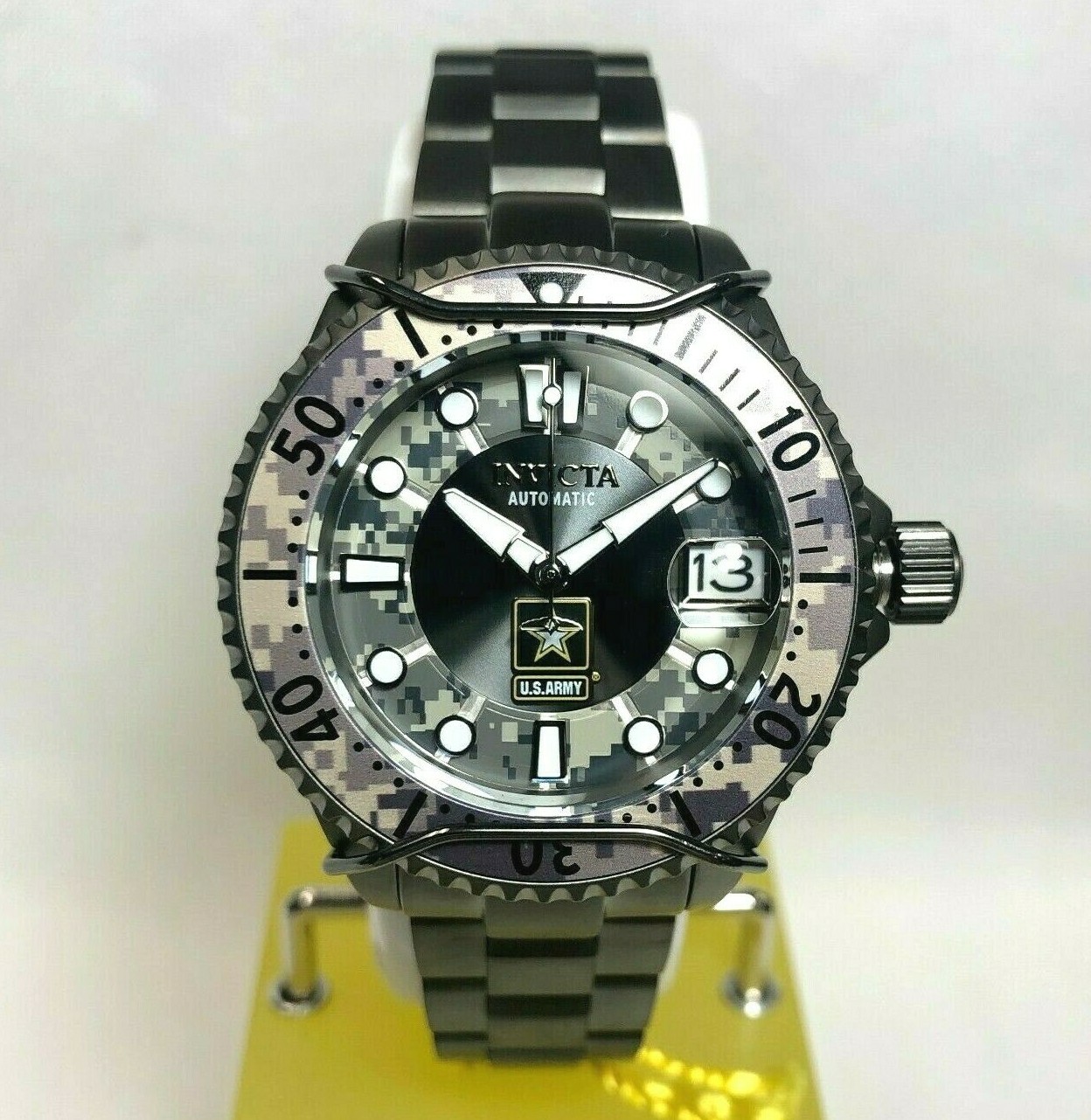 INVICTA 31858 38mm Grand Diver Army Auto Stainless Steel Bracelet Watch-Gunmetal