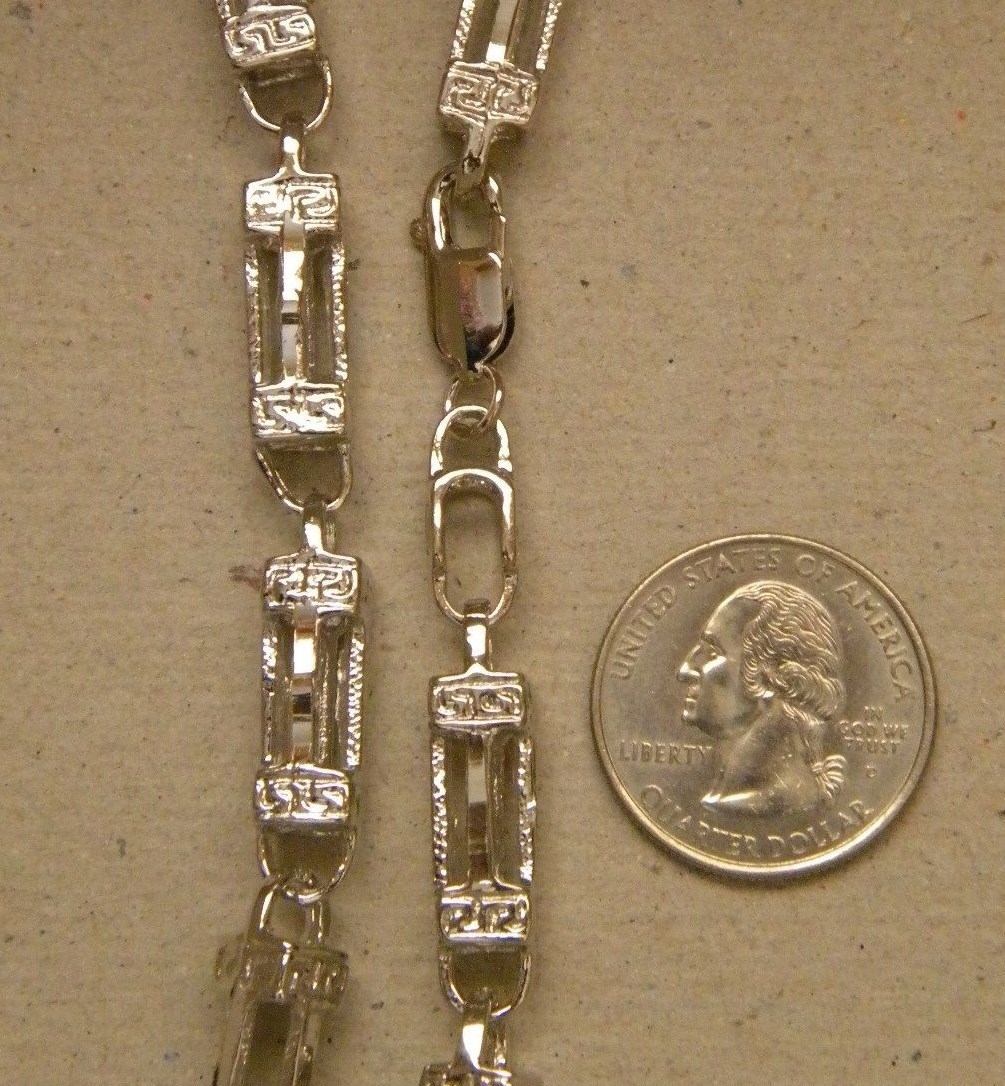 Men’s Rhodium Plated Large Roman Link Necklace Chain 30in Inch Long 8mm Wide New
