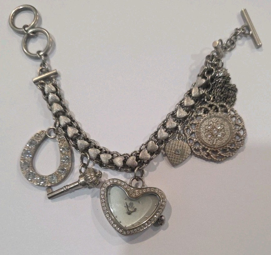 Vintage Jennifer Lopez J Lo Stainless Charm Bracelet 8″ I#191a