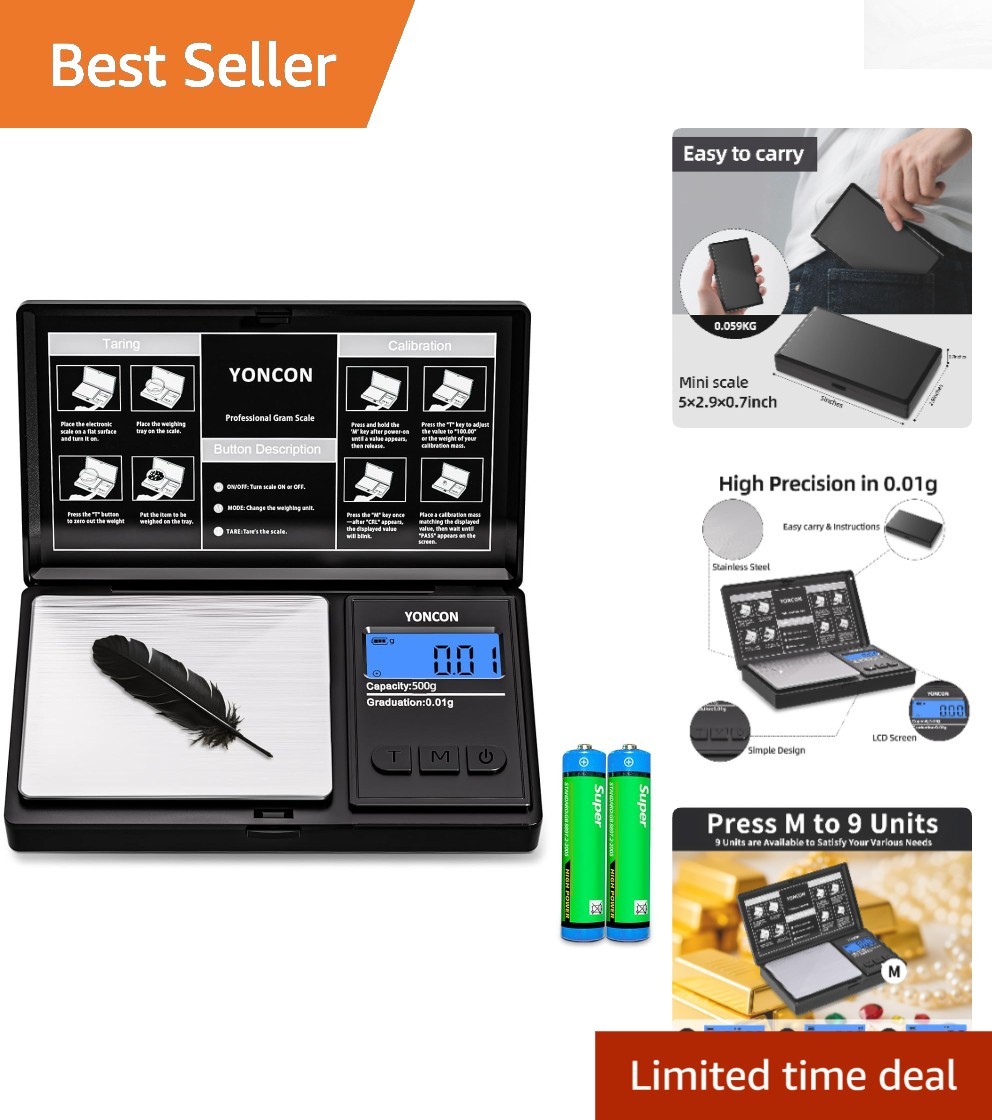Compact 500g Digital Gram Scale with Tare Function – Accurate for Gems & Spices