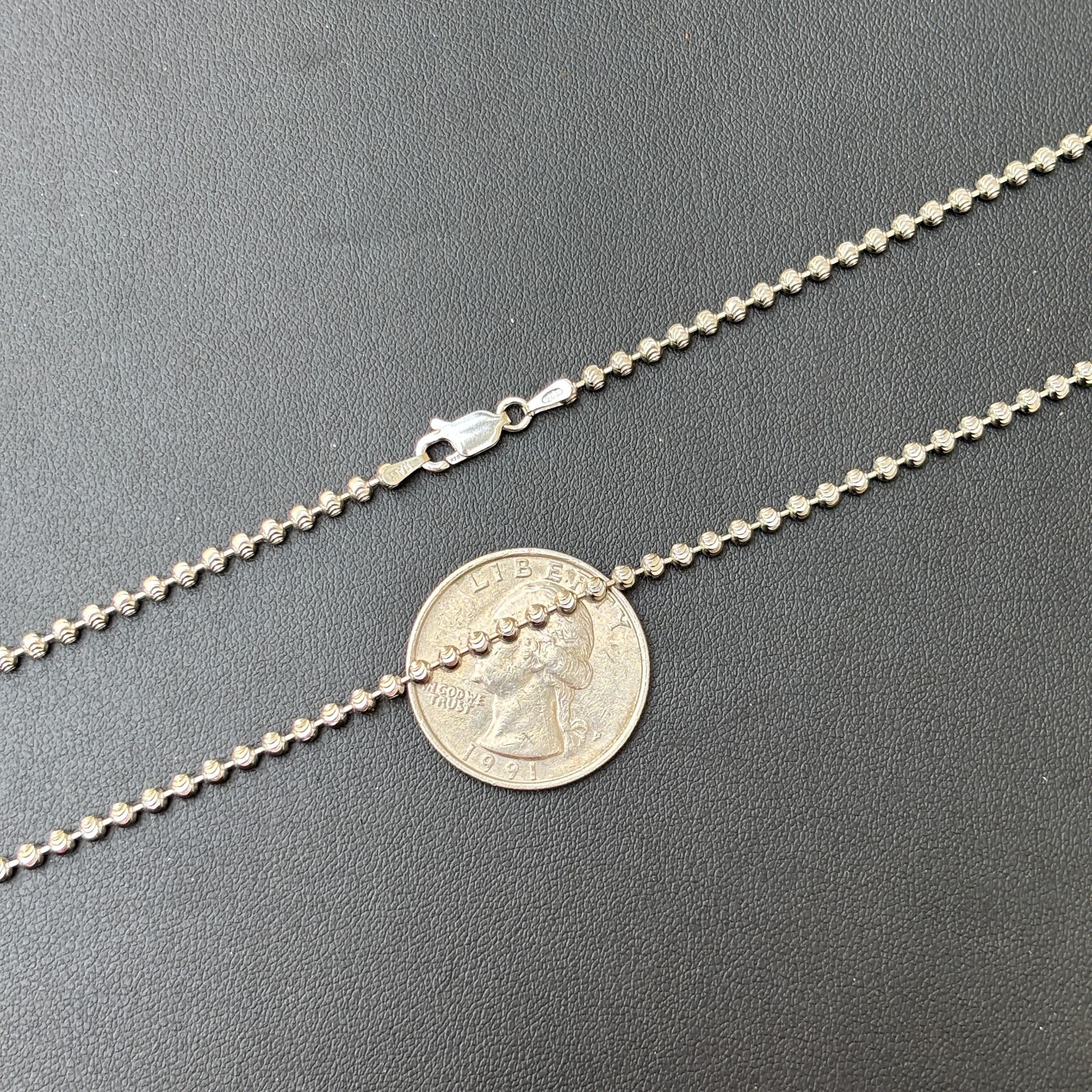 2.5mm Ball Moon Chain Necklace – Solid 925 Sterling Silver Or 14k Gold Vermeil