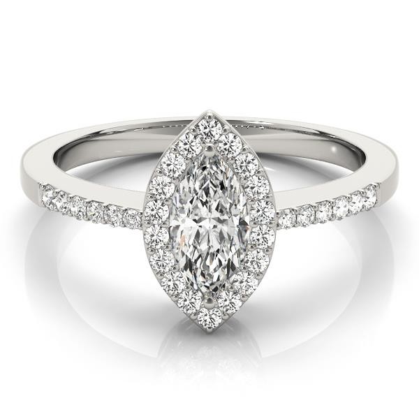 Marquise Halo Solitaire Engagement Ring Gold Lab Grown Diamond VS F 0.75-1.75 Ct