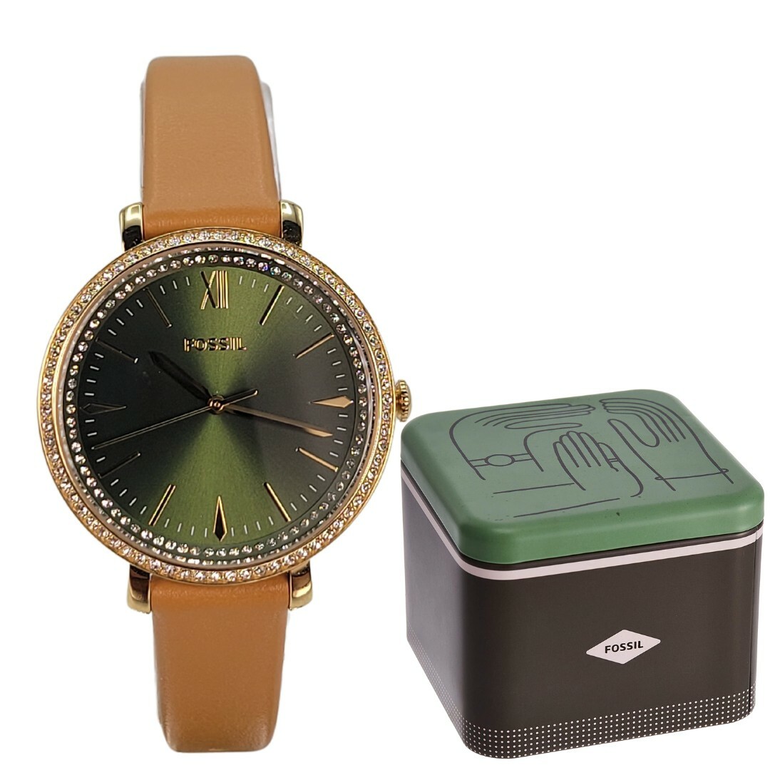 Fossil Jacqueline Ladies Green Dial Quartz Luggage Leather 36mm Watch ES4929