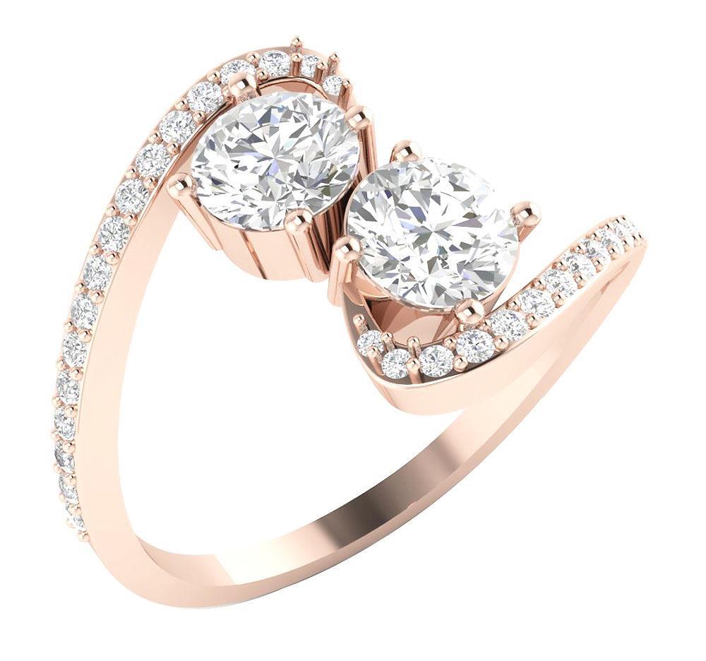 Forever Us Two Stone Lab Grown Diamond Solitaire Ring VS1 F 1.60 Carat 14K Gold