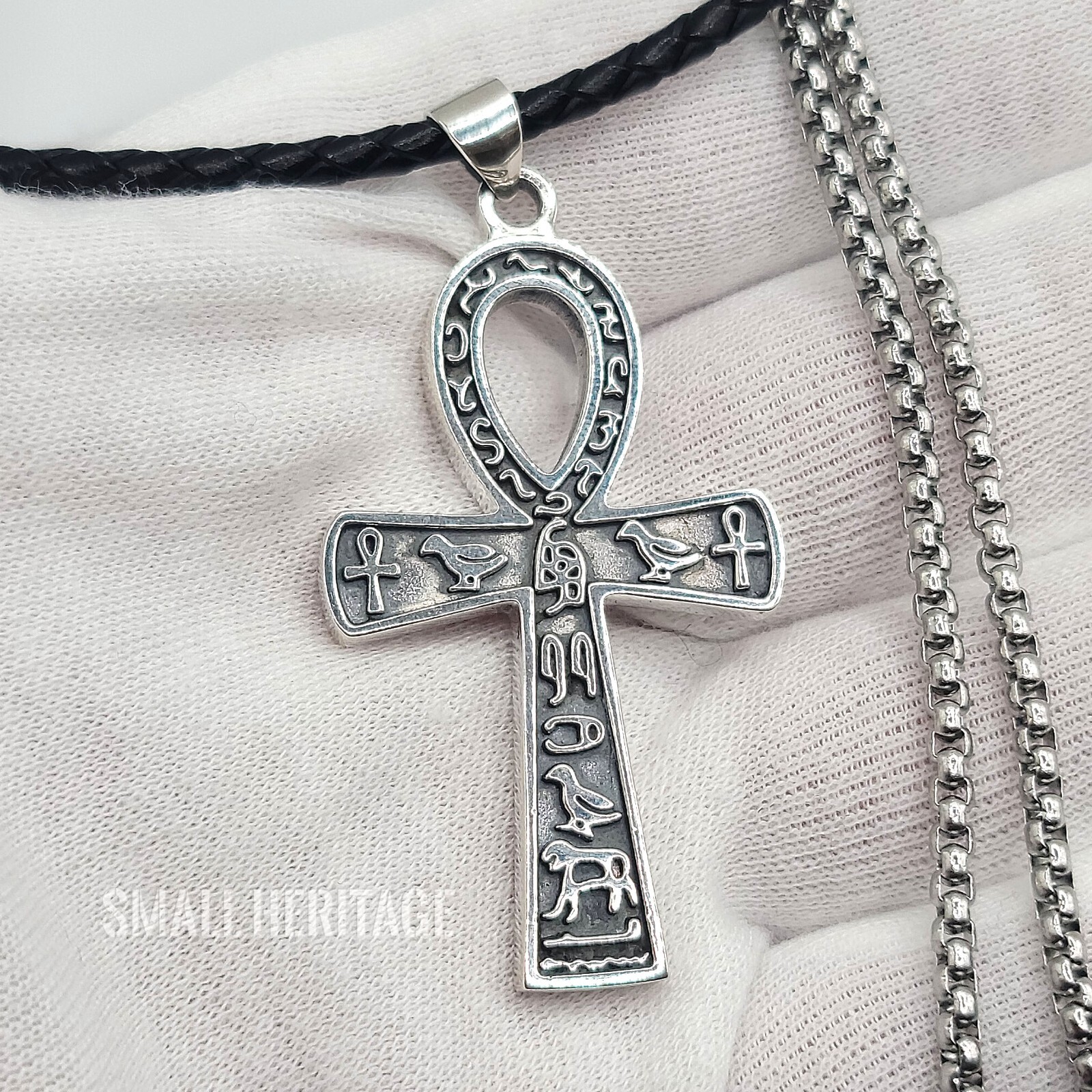 Small Heritage 925 Sterling Silver Key Of Life Ankh Necklace Protection Amulet