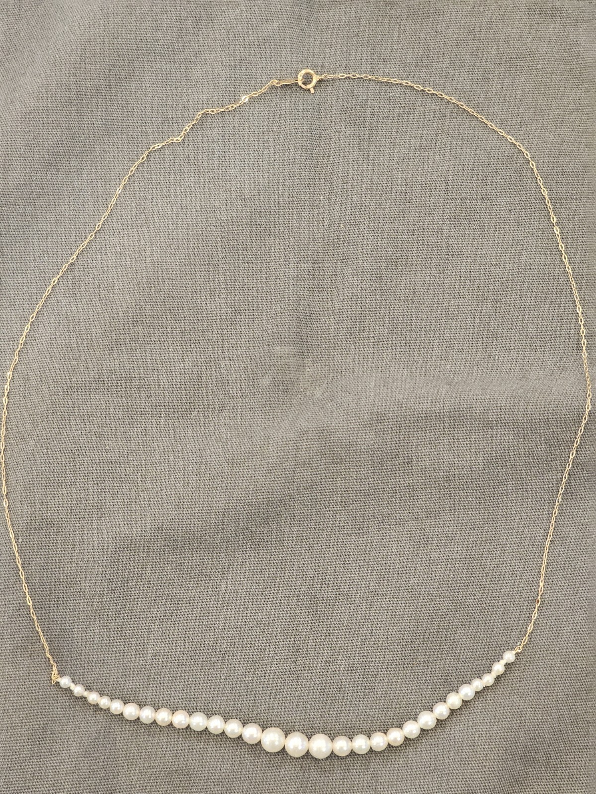 Vintage 14K Gold Graduated Add-A-Pearl Necklace 18″ 29 Pearls Bagley Duluth Box