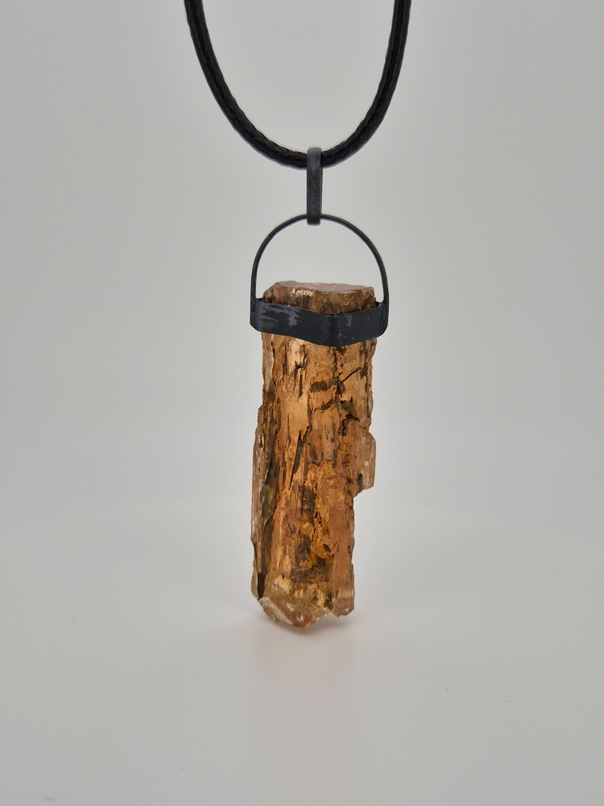 Imperial Topaz Pendant Unisex Unique Shape Black Silver Father’s Day Gift Gem