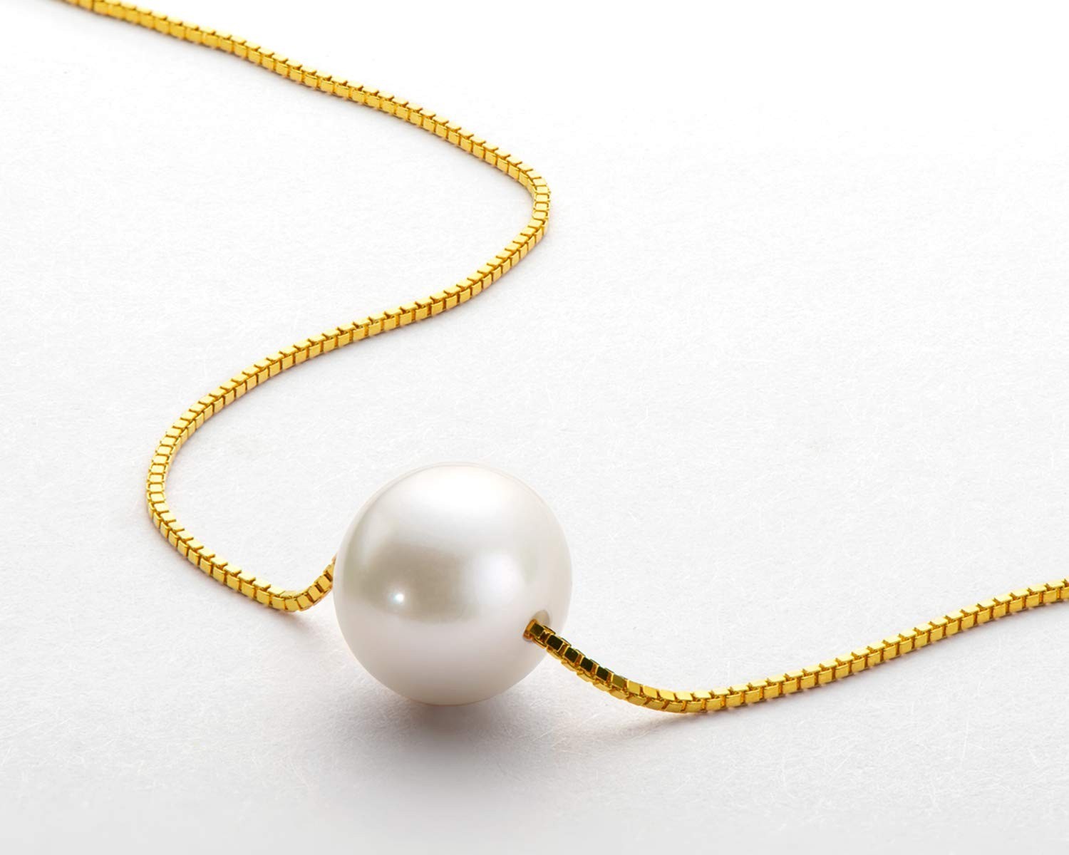 Floating Freshwater Pearl Pendant Necklace for Women – Sterling Silver 18″ Chain
