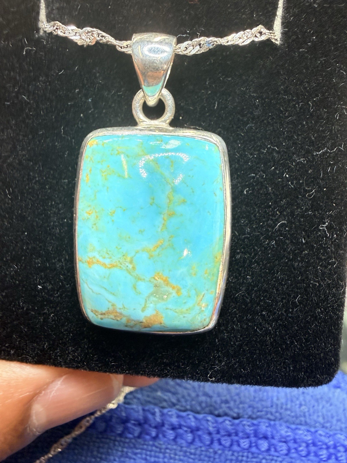Beautiful Irani Natural Turquoise Pendant Handmade In 925 Sterling Silver