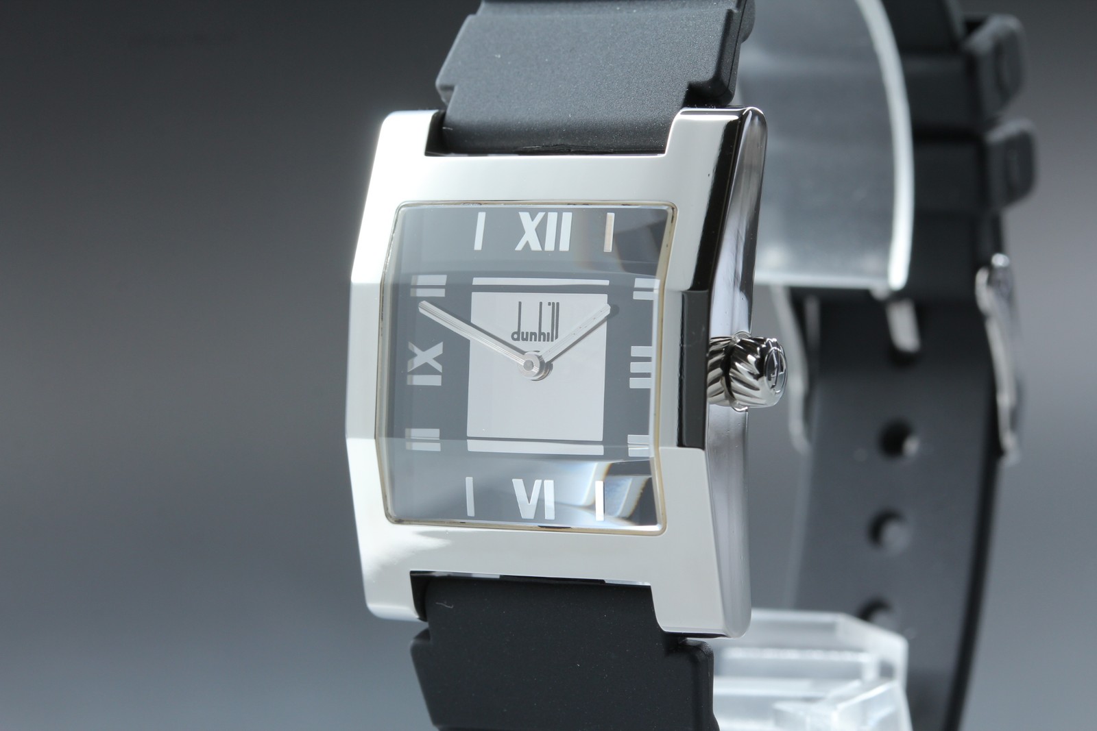 [N MINT] Vintage DUNHILL Facet 8022 Black Silver Tank Square Quartz Men’s Watch