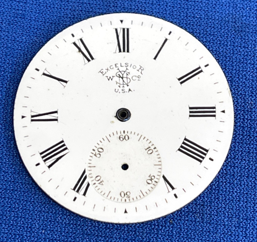 Excelsior Single Sunk Roman Numeral Pocket Watch Enamel Dial 37.4mm