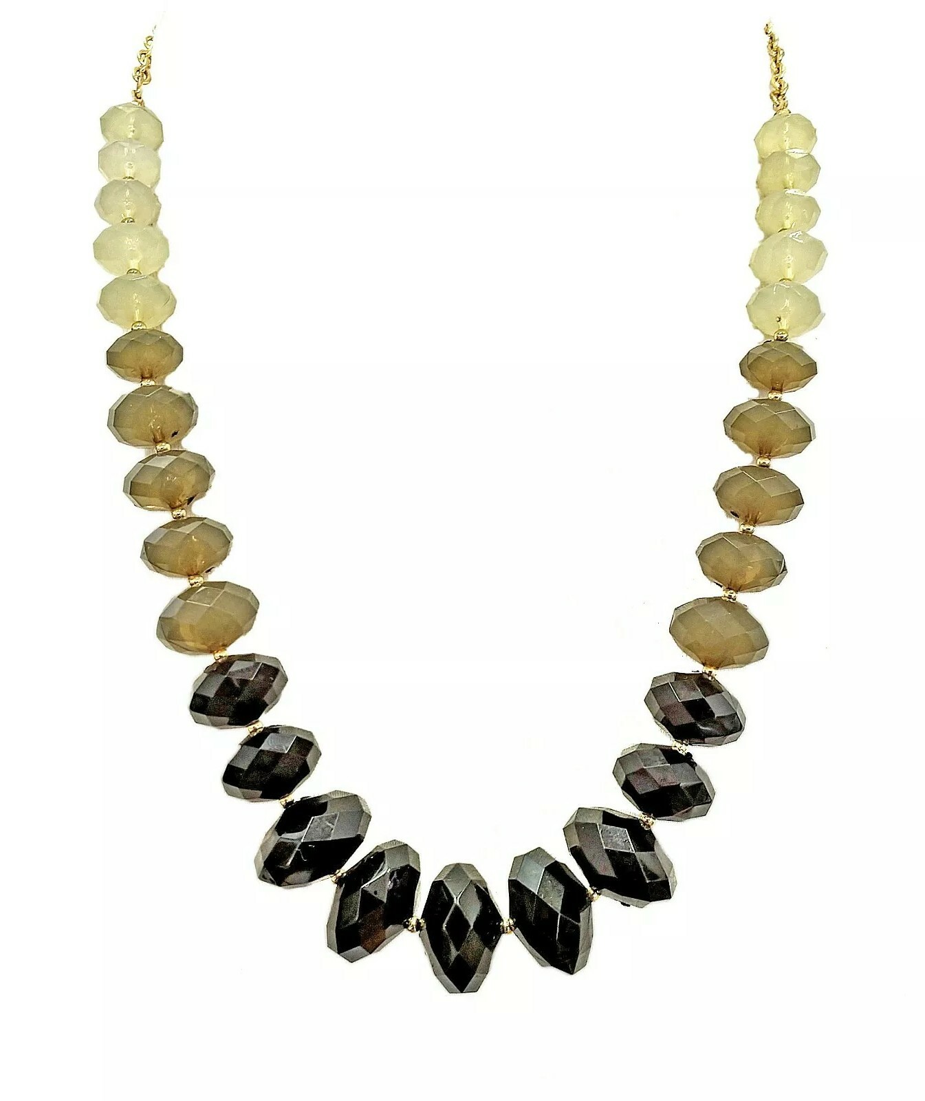 Multi Color Black, Grey, and Off White Large Bead Necklace Fashion Neck – NEW