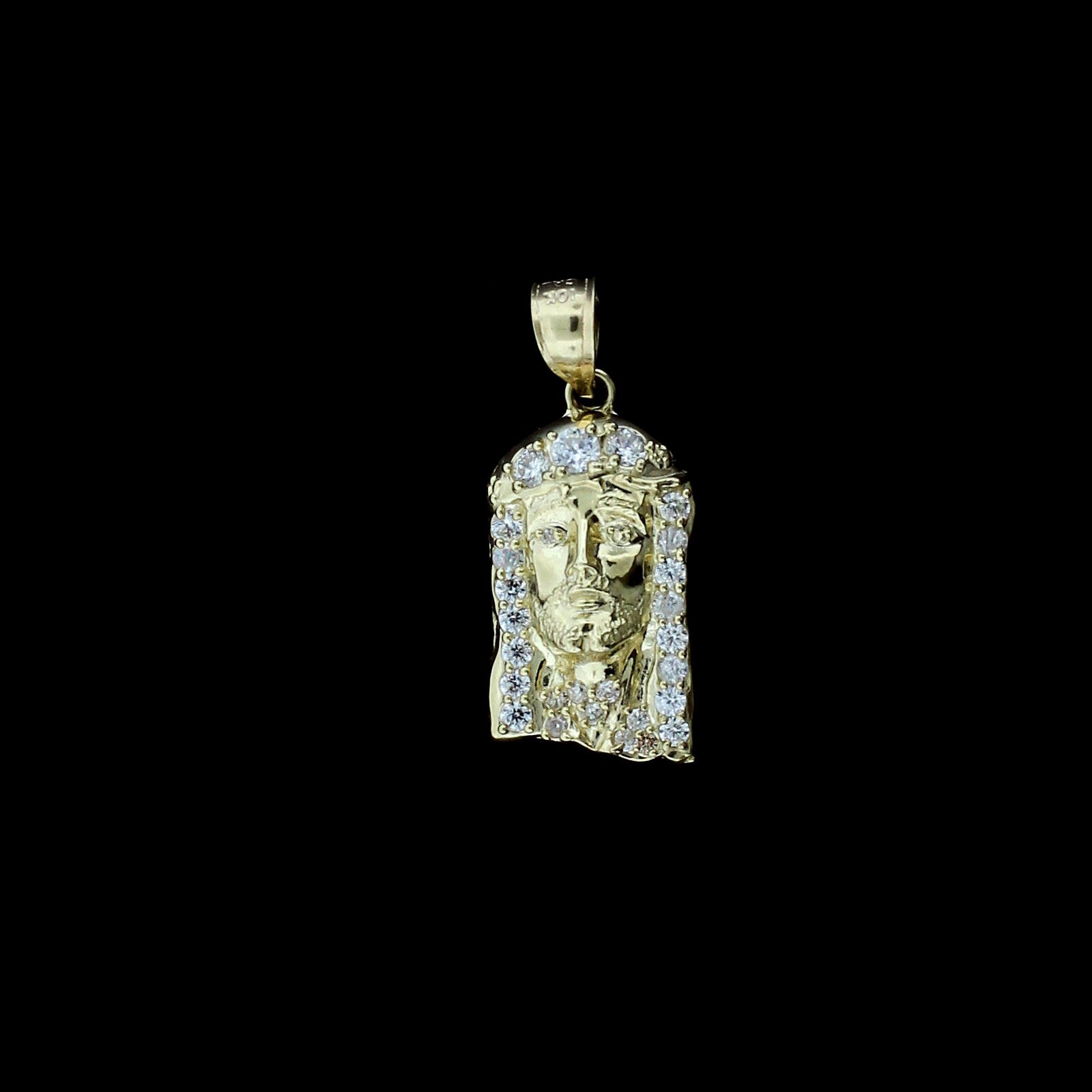 Mens Real 10K Yellow Gold Jesus Head Face Pendant, 10KT Gold Charm
