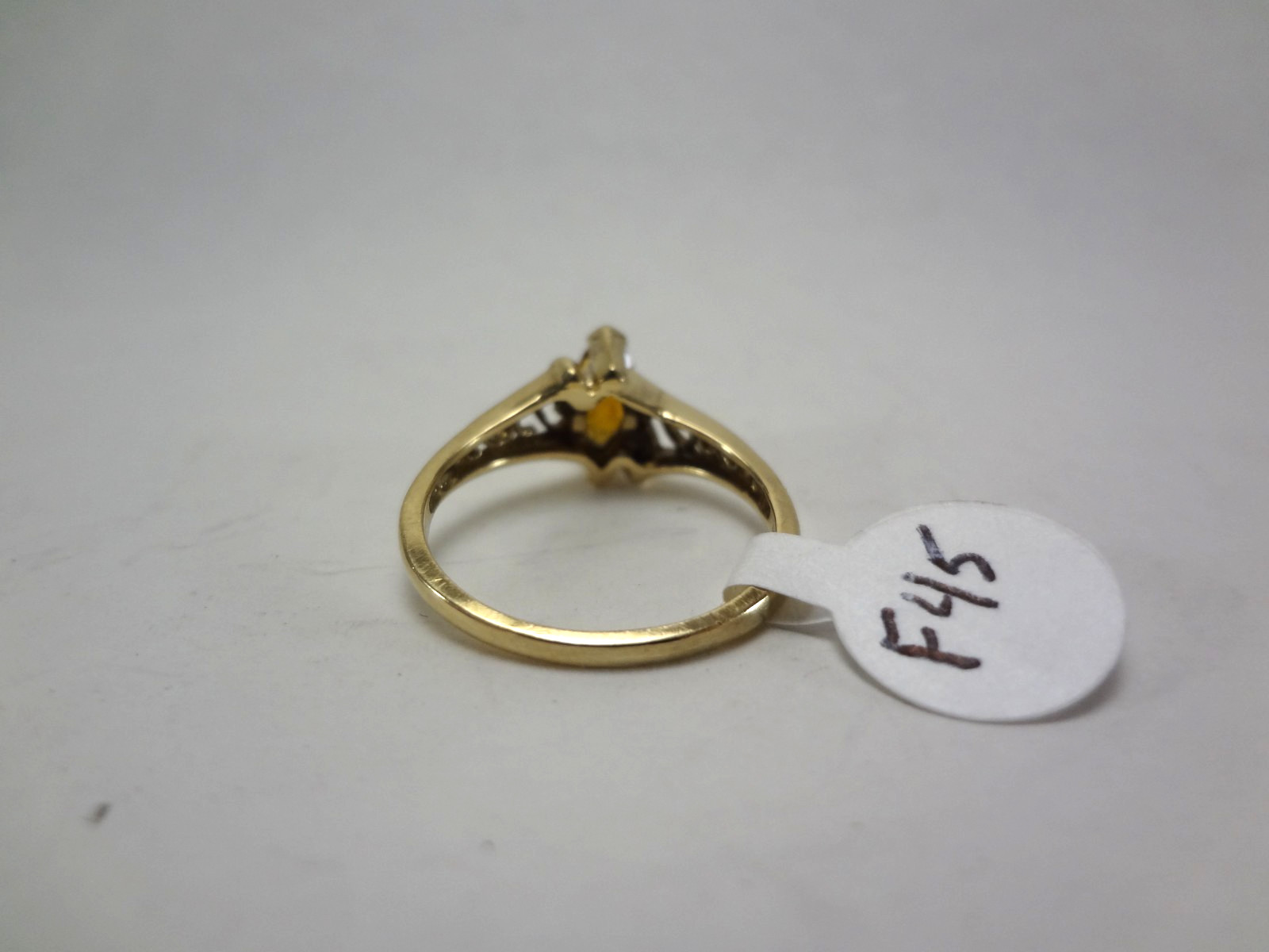 10K SOLID GOLD MADEIRA CITRINE AND DIAMOND RING – 2.36 GRAMS – SIZE 6.75 – F45