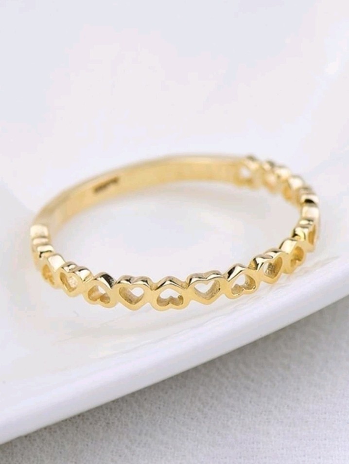 Gold-Plated Copper Heart Band Ring Size 9