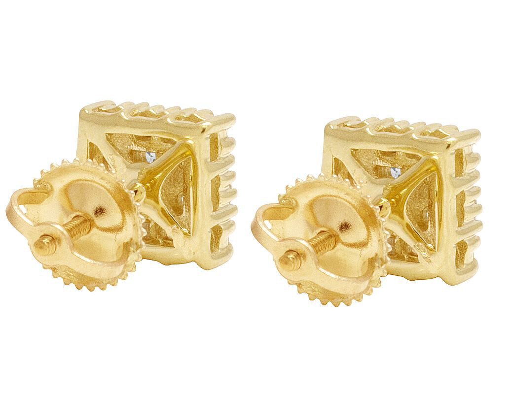2ct Lab-Created Moissanite Square Shape Women Stud Earrings Yellow Gold Plated