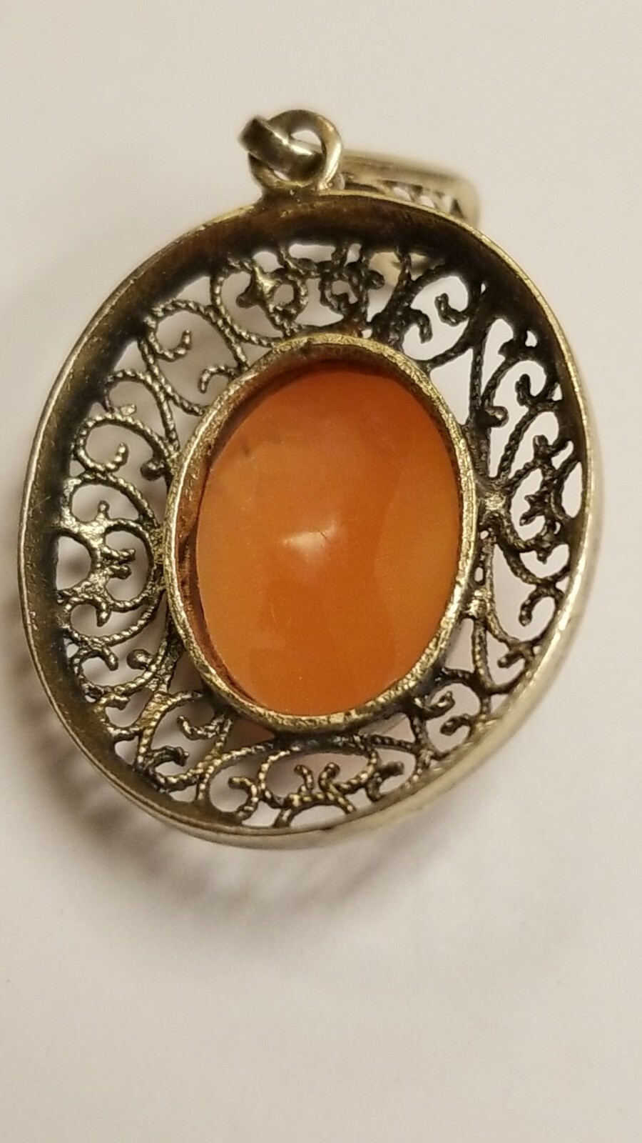 VINTAGE 835 SILVER sardonyx SHELL CAMEO filigree PENDANT setting