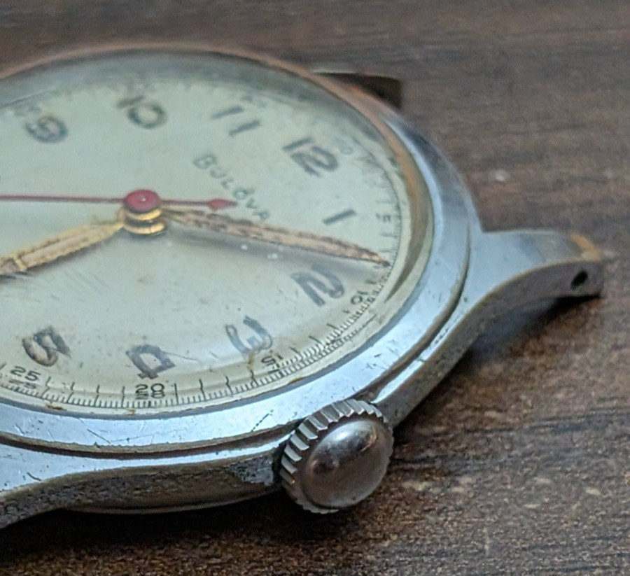 30mm 1950s Bulova 15 Jewels Field Manual Watch Red Hand. READ. Works. AS IS.