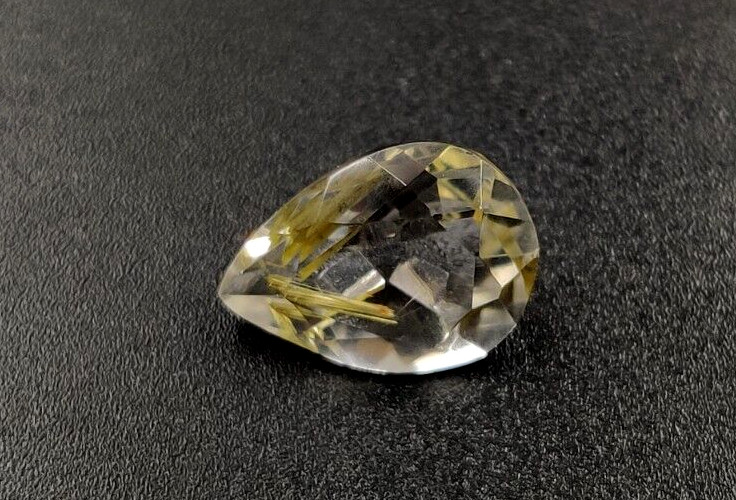 3.1 Ct Natural Rutilated Quartz Pear Shape 12X8.7X5.4mm Faceted Cut Gemstone W83