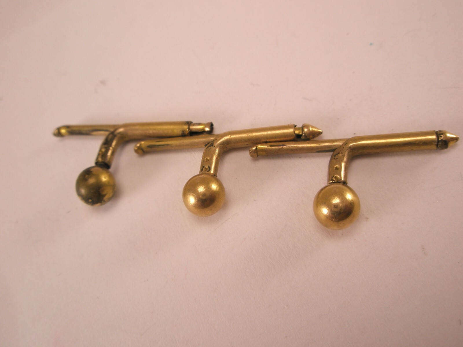 3/16″ Larter & Sons Gold Plated Balls Vintage Formal Tux Shirt Studs groom e54