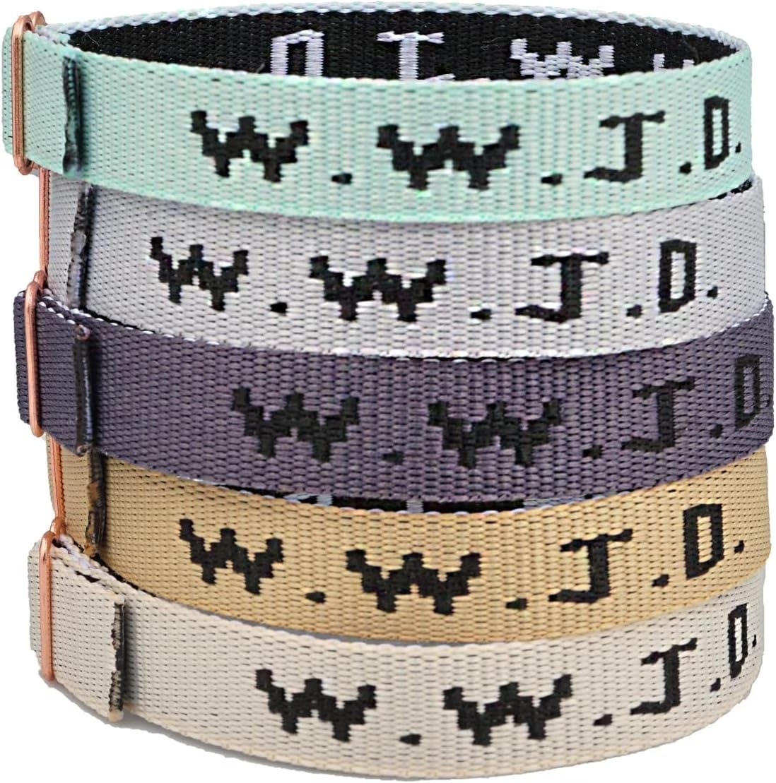 WWJD Bracelets Set, 5 Piece, Webbing What Would Jesus Do Bracelets Christian Han