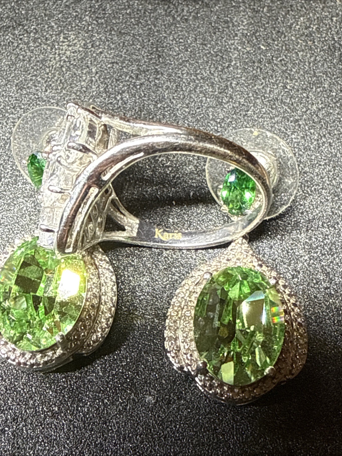 Womens Ring Green Stones Ring And Earrings STS Karis Size A Little Over 5