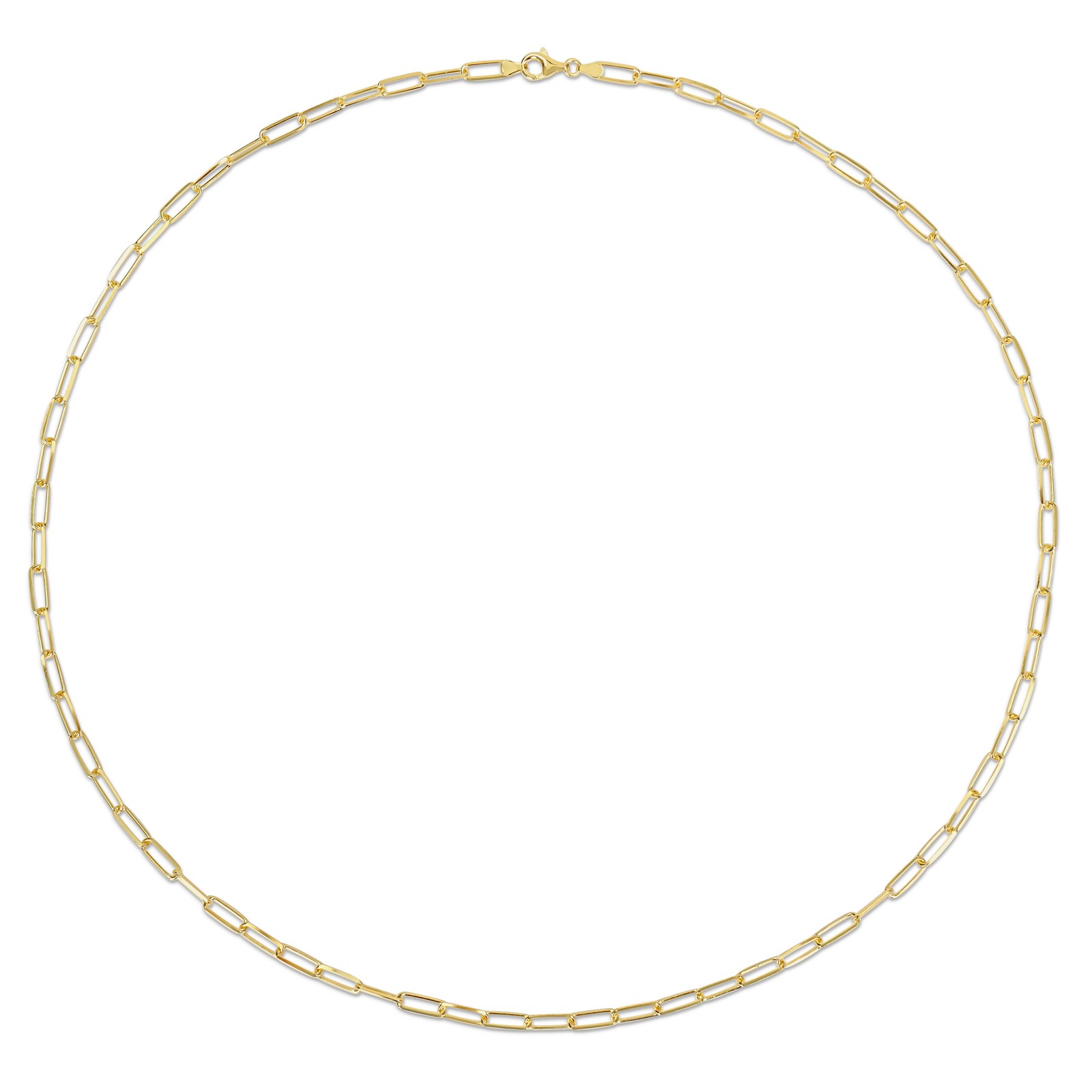 Amour Yellow Plated Silver 5mm Diamond Cut Paperclip Chain Necklace – 32 in.