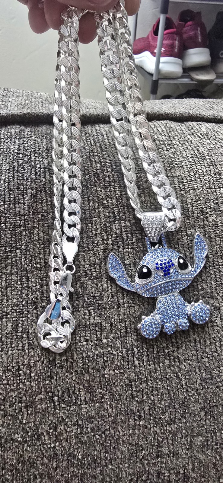 925 Stamped Diamond Cut Cuban With Stitch Pendant